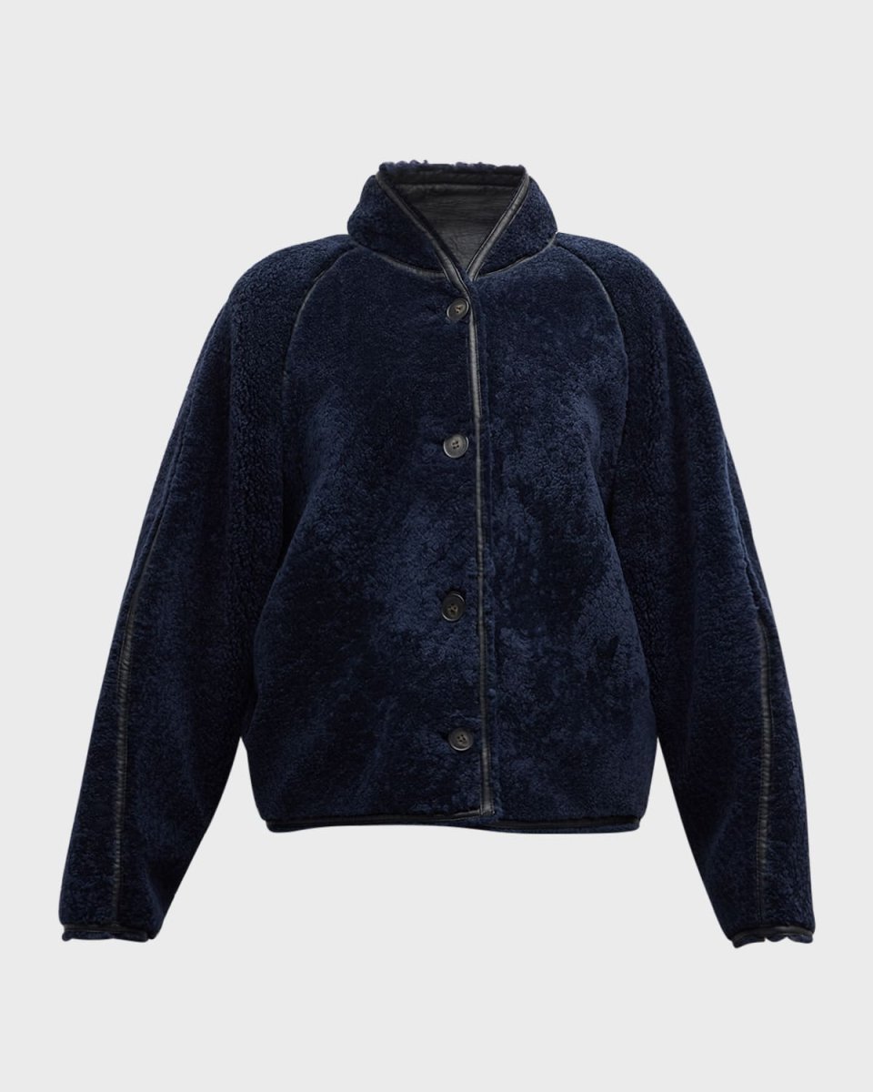 Dino Leather-Trim Shearling Jacket